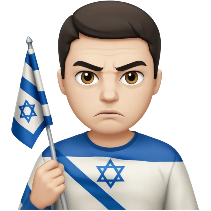 İsrail Bayrak tutan ve çok kızgın bakan adam sevmemiş gibi emoji