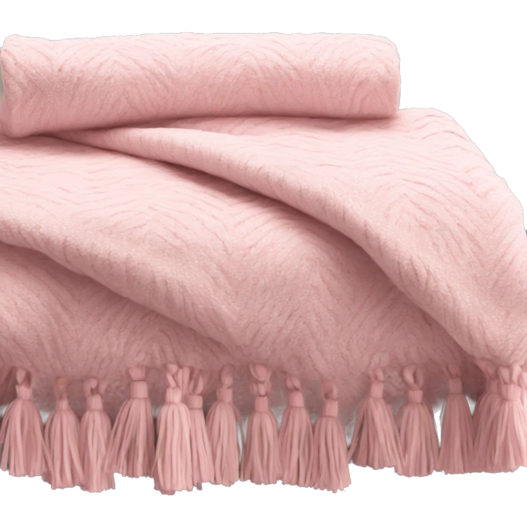 Light pink blanket with pink tassels, folded, chevron texture emoji
