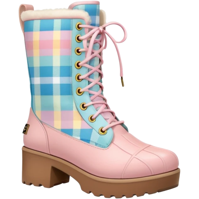 fashionable platform UGG's in pastel colours plaid patterned emoji