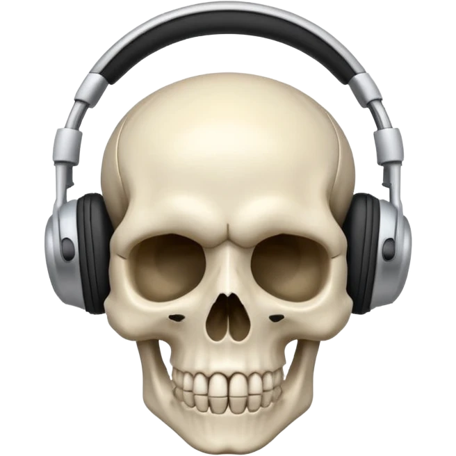 une tete de mort avec un casque audio emoji