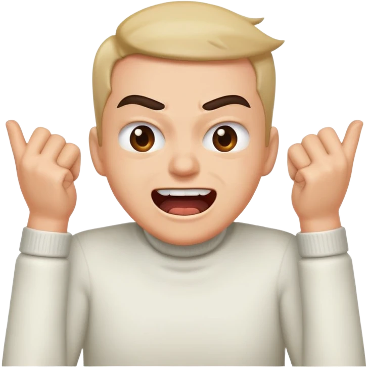 mouth open smiling with angry eyebrows and hands around neck emoji