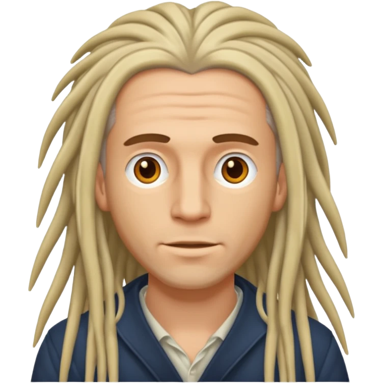 Biały merzcyzna długie dredy emoji