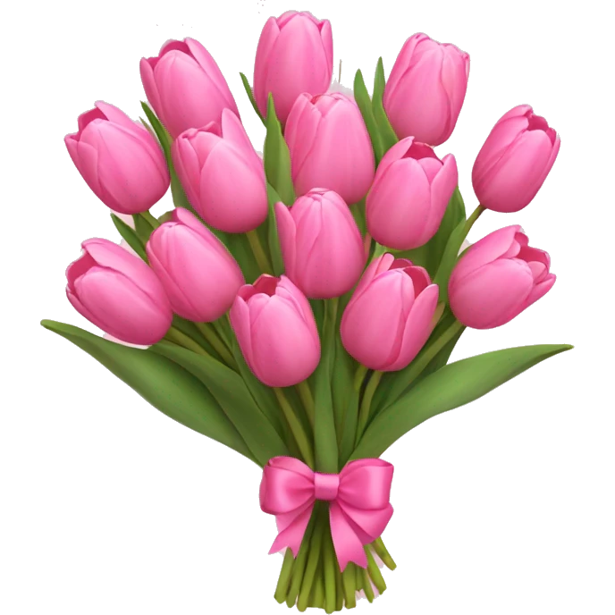 Pink tulips bouquet with pink bow  emoji