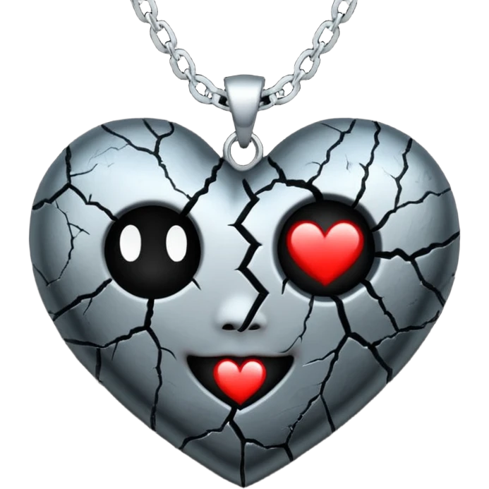 emo heart with full moon and silver chain emoji
