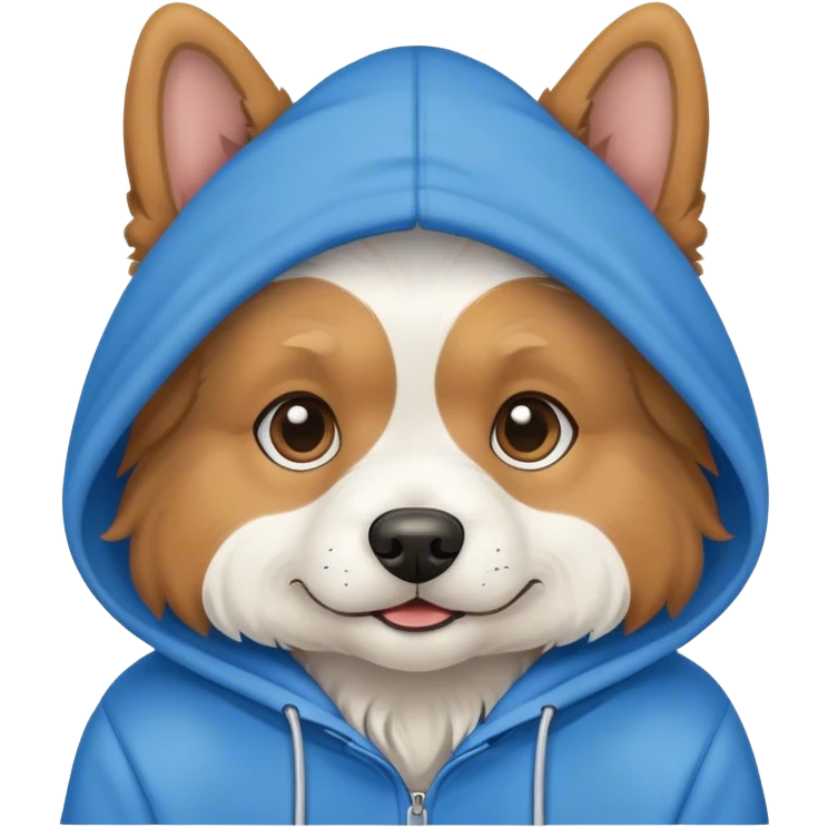 Dog wearing a blue hoodie emoji