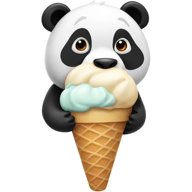 Panda eating a panda ice cream cone emoji