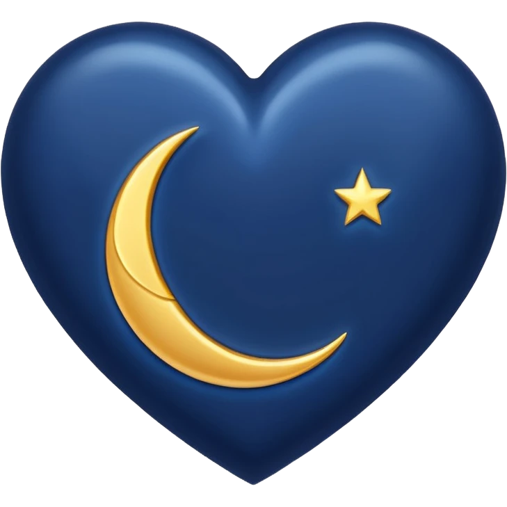 heart with a crescent moon inside, midnight blue colors emoji