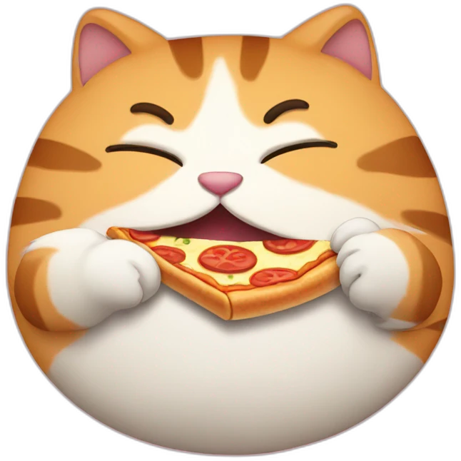 fat cat eating pizza emoji