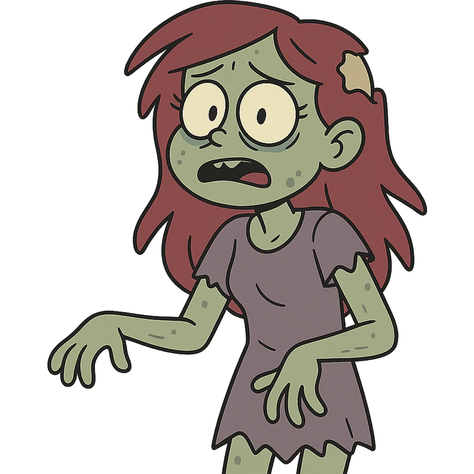 Zombie girl, flat toon style emoji