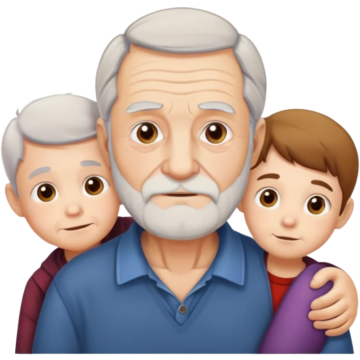 Old man (no beard)with kids emoji