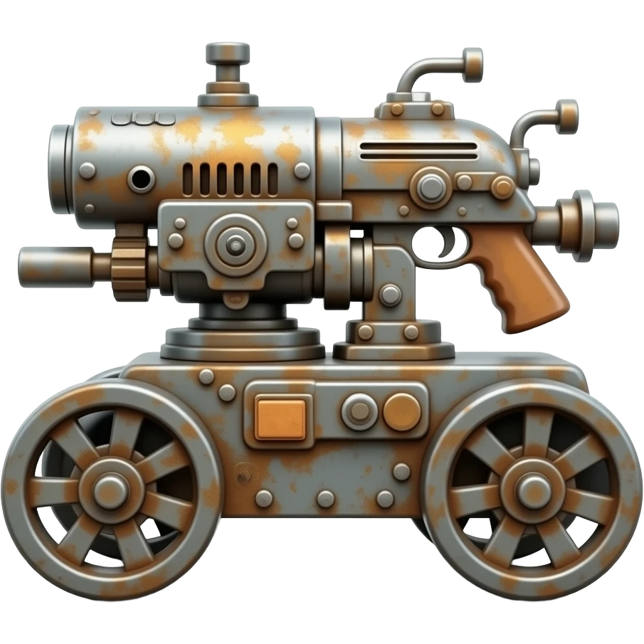rusty gun machine on wheels emoji