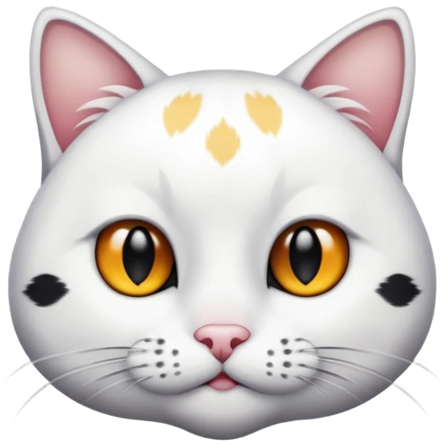 Un gato blanco con manchas en los ojos y cola negra emoji