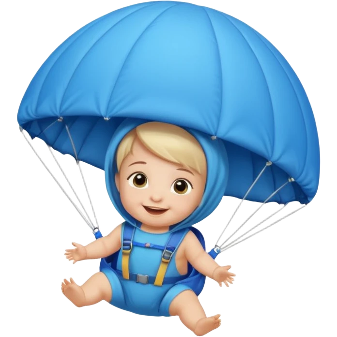 Skydiving girl baby with parachute and UFO blue emoji