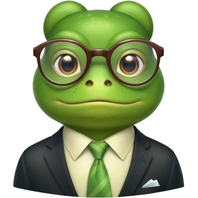 glasses frog with tie emoji