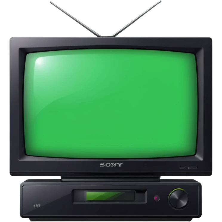 старый черный телевизор Sony с ярко зеленым пиксельным экраном  emoji