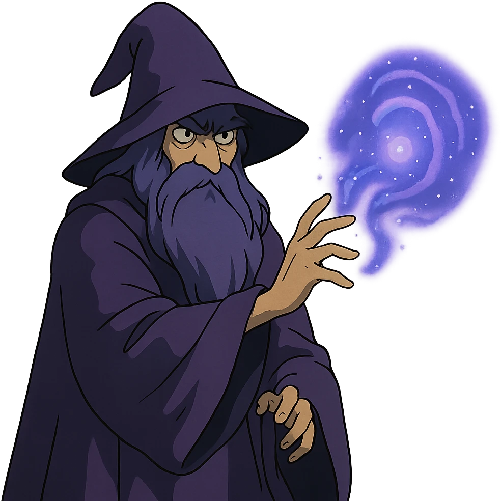 mysterious purple wizard casting a spell emoji