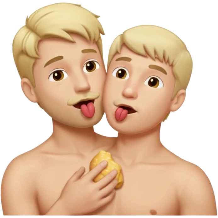 make an emoji of a man (no beard, blond) licking the chest of another blond man emoji
