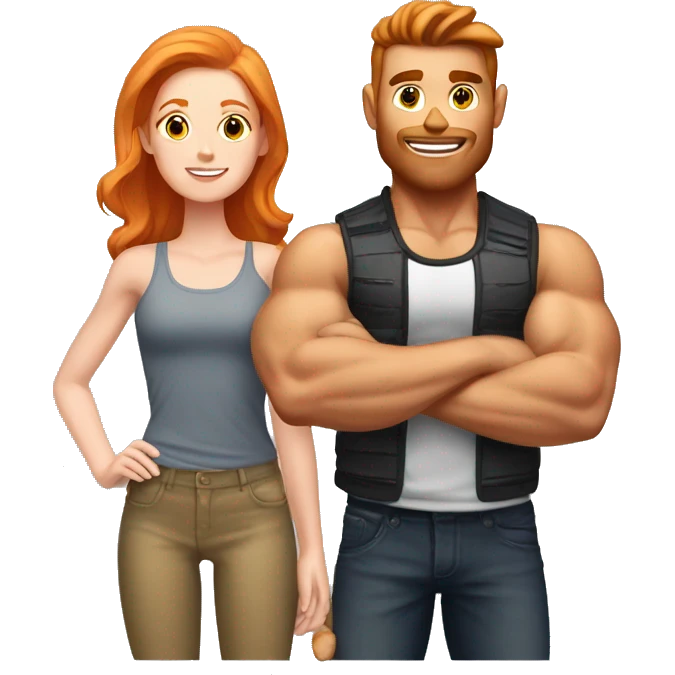 Muscular handsome boyfriend with ginger girlfriend emoji