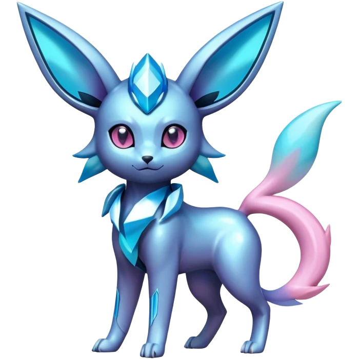 Shiny futuristic Glaceon-Espeon-Sylveon-Umbreon-hybrid, full body emoji