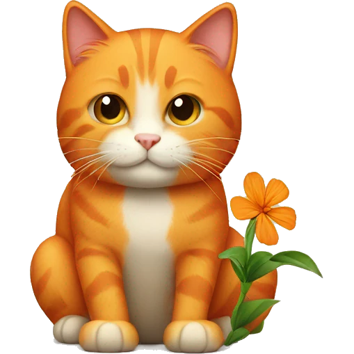 orange cat with flower  emoji