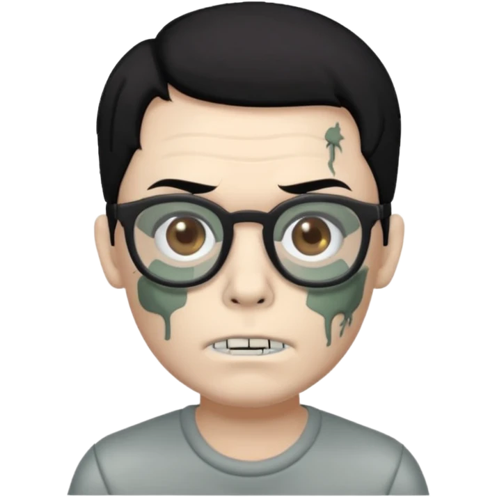 zombie boy with black hair and glasses bitmoji emoji