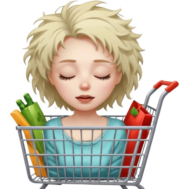 women dead with closed eyes in shopping cart   emoji