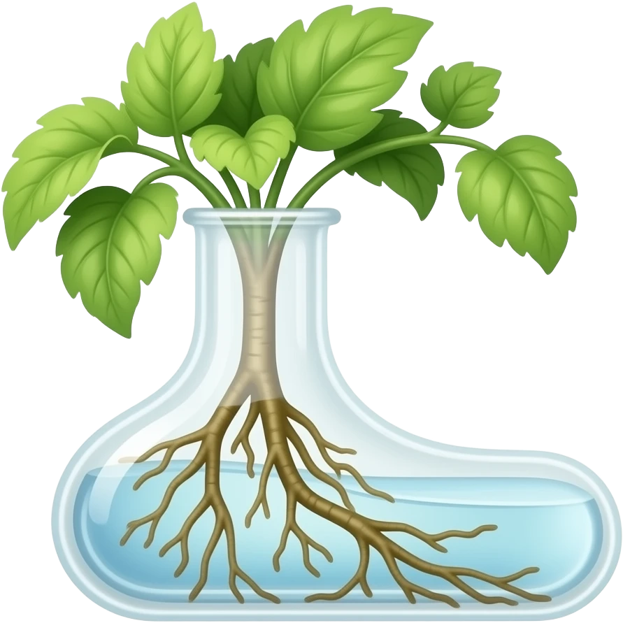 plant growing out of test-tube with roots and running away emoji