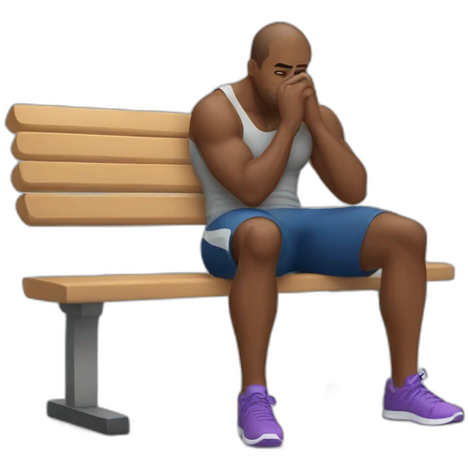 tired guy at the gym sitting on bench emoji