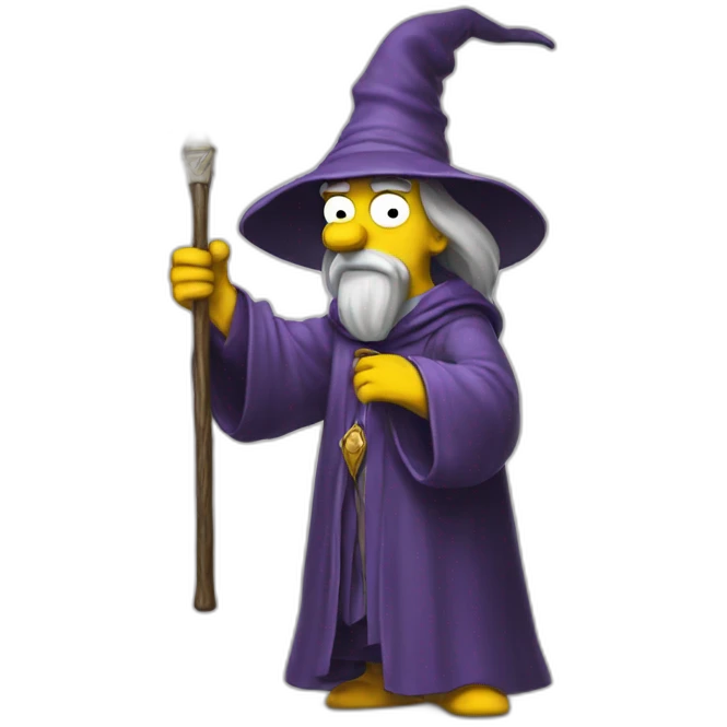 wizard as simpsons with wand in hand emoji