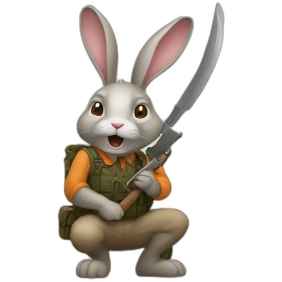 A rabbit eat a hunter emoji