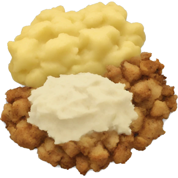 Plate with turkey stuffing and mashed potatoes emoji