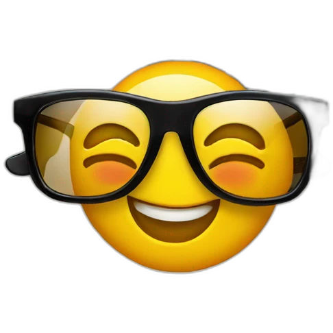 happy face using sunglass and on the surface of the sunglasses a reflecting house emoji