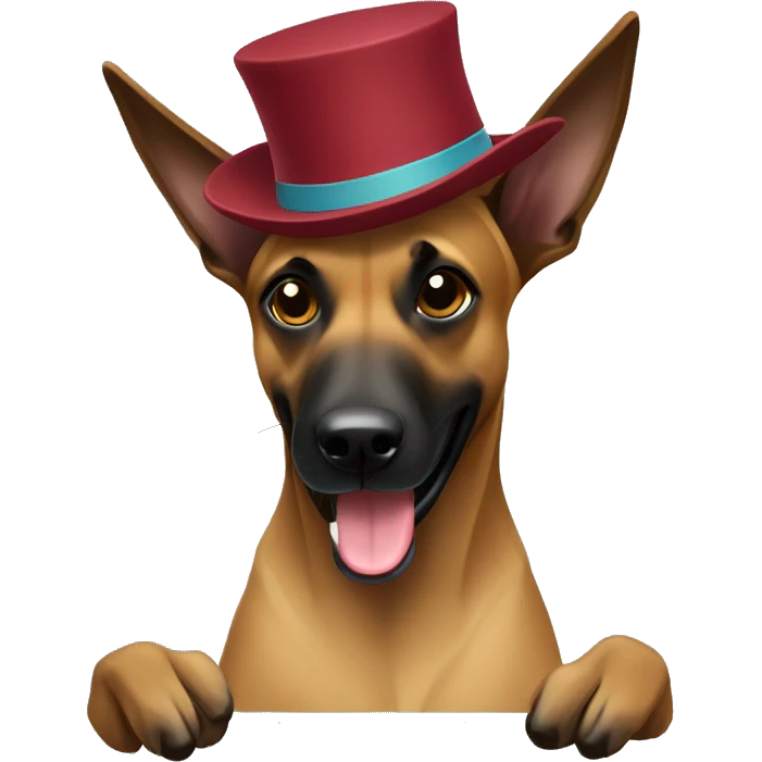 Belgian malinois with spinning hat  emoji