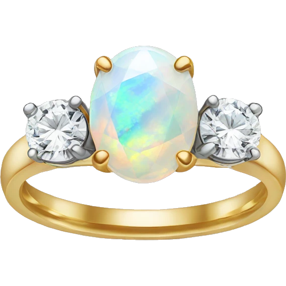 realistic opal engagement ring with two diamonds emoji