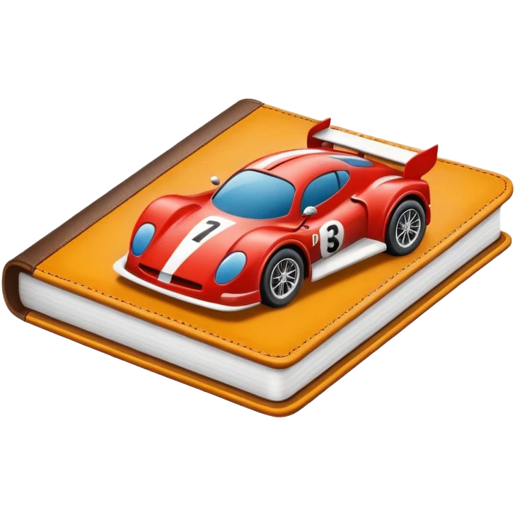 contact book with a racing car illustration on it emoji