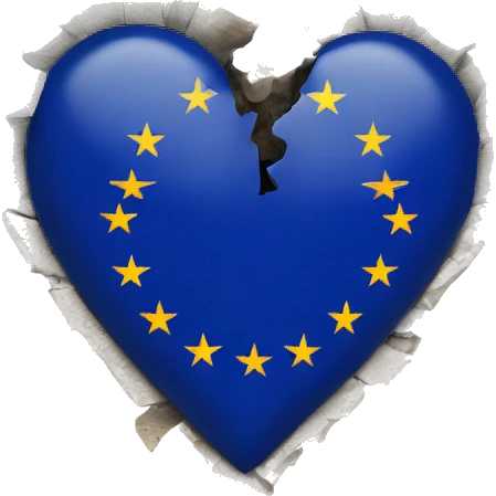 Broken heart with EU flag emoji