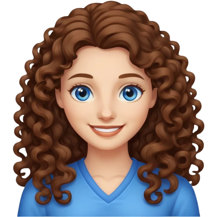 Pretty long curly hair blue eyes nice smile emoji