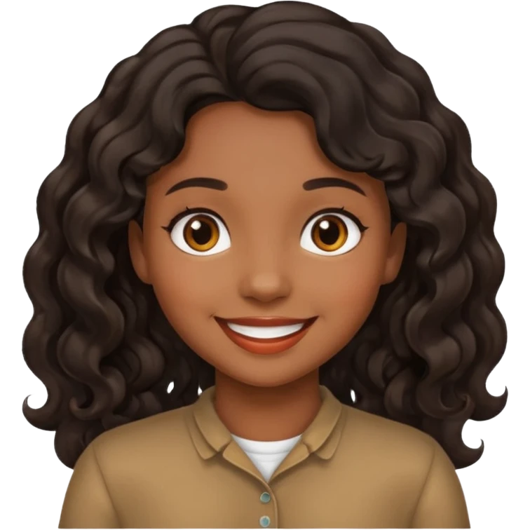 Black, wavy hair, brown skin, filipina defaulr emoji girl emoji