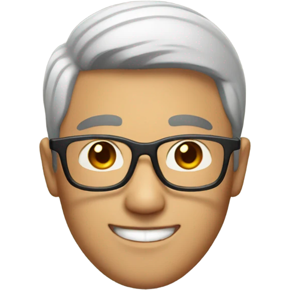 Glass wearing asian man, with tall height, smile emoji