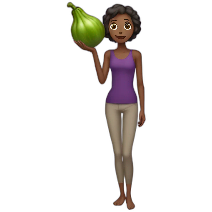 skinny woman holding eggplant emoji
