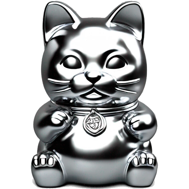 Full chrome plated solid color uncluttered maneki neko 3d emoji