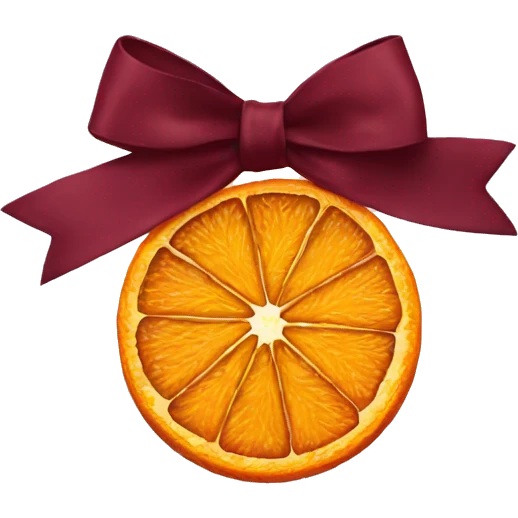 dried orange slice with a burgundy bow emoji
