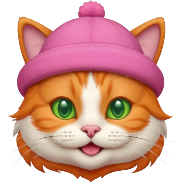 Gato feliz con sombrero rosa emoji