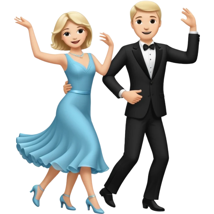 White Man and white woman dancing white emoji
