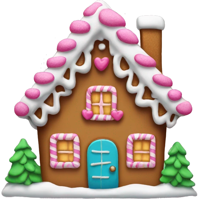 Gingerbread house with a pink bow  emoji