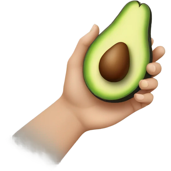 A half cut avocado in hand emoji