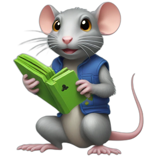 Rat with lizard playing playstation emoji