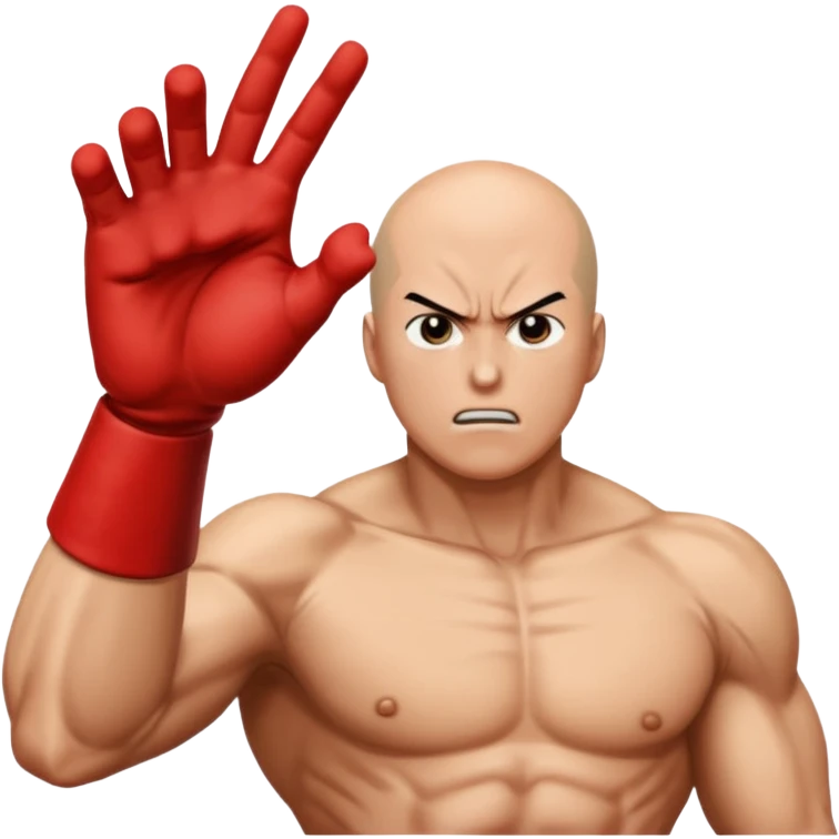 Angry Saitama with his red giant hand punching emoji