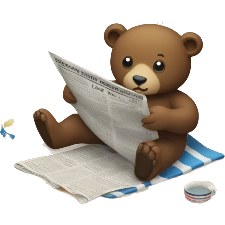 bear reading newspaper laying on the beach emoji