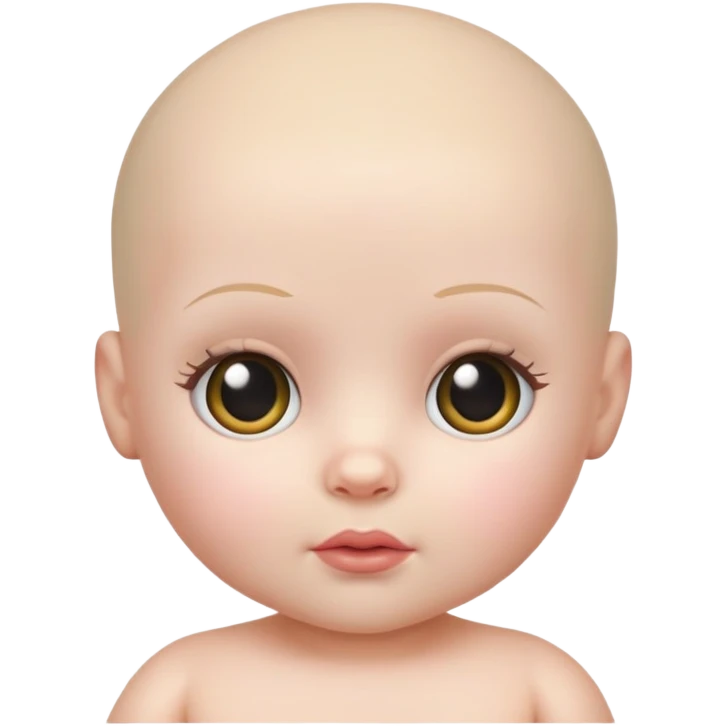 Bald doll baby with patches of hair emoji